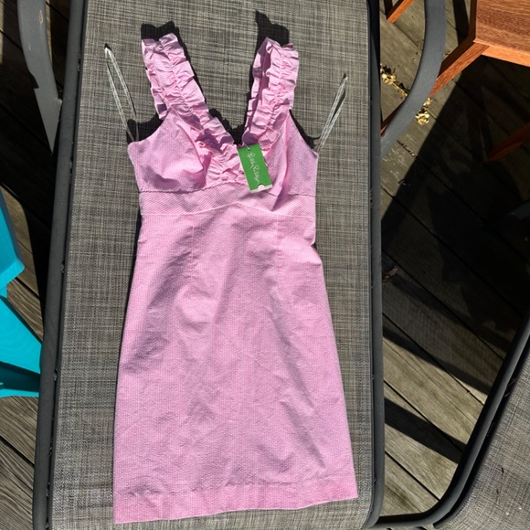 🔥🔥🔥NWT Lilly Pulitzer Phoebe Dress-Pink Lucky Seersucker-NEW WIth TAGS!!🔥 - Picture 7 of 8